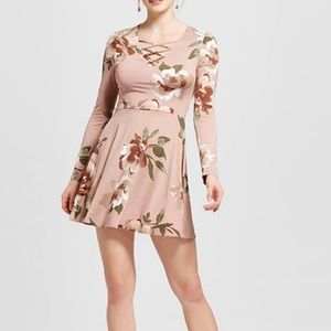 Xhilaration Dusty Rose A-Line Floral Print Cottagecore Dress